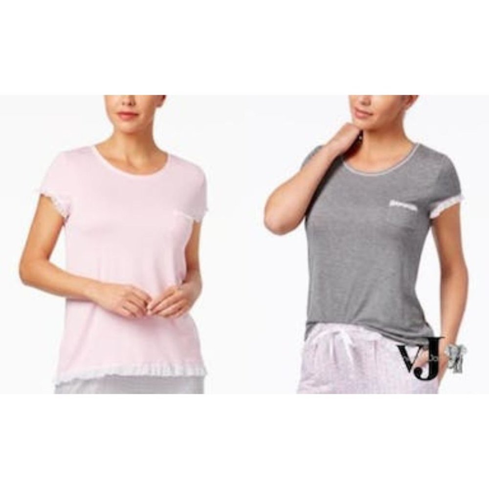 Layla Blush Short Sleeve Ruffle Trim Top, Choose Sz/Color